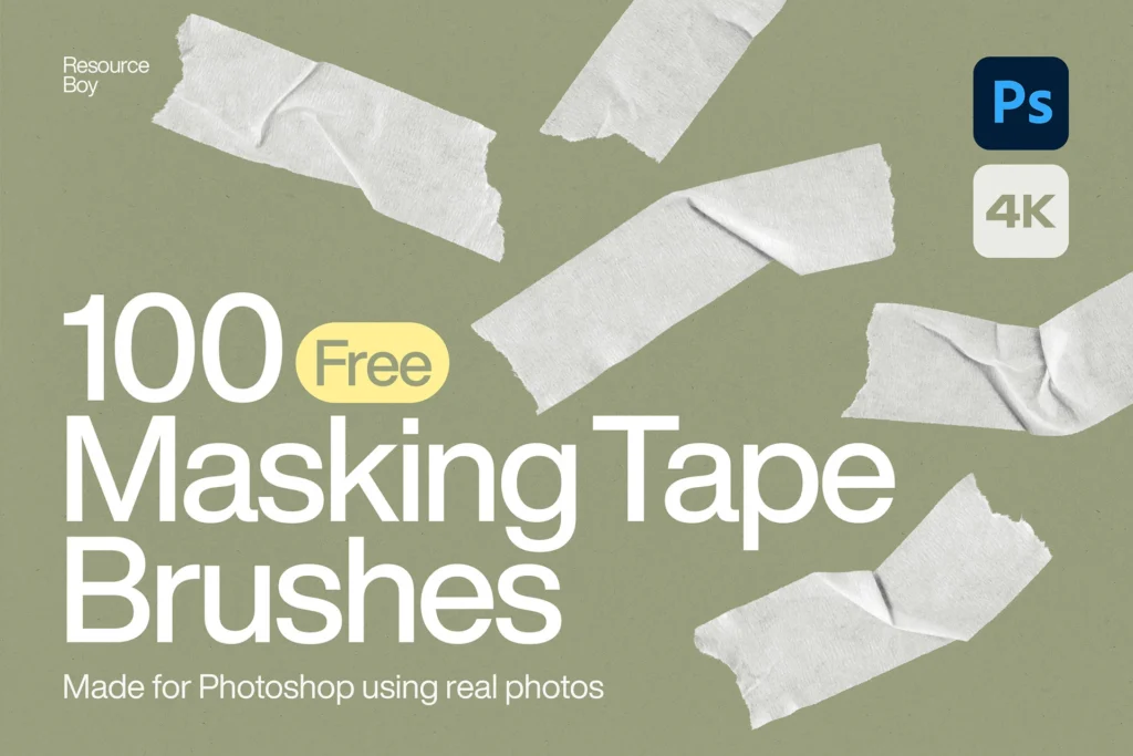 100 Free Masking Tape Photoshop Brushes